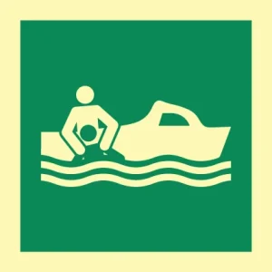 Rescue boat sign ES0008 photoluminescent maritime safety sign