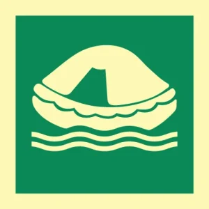 Liferaft sign ES0009 photoluminescent maritime safety sign