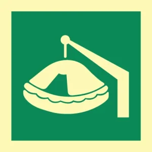 Davit-launched liferaft sign ES0010 photoluminescent maritime safety sign