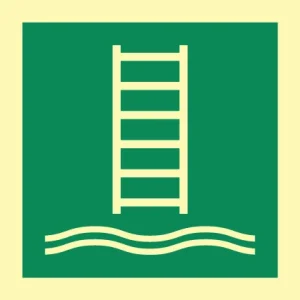 Embarkation ladder sign ES0011 photoluminescent maritime safety sign