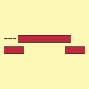 Red fire safety pictogram marking an 'A' class sliding fire door, IMPA 33.6034, ISSA 47.560.34, SKU FS0148.