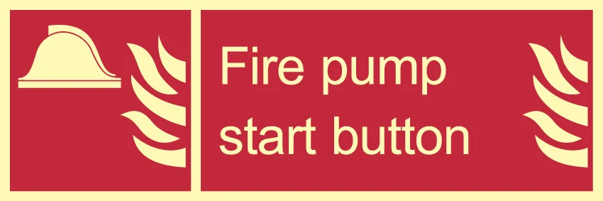 fire pump start button sign
