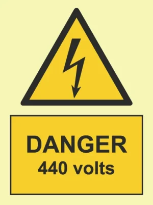 440 Volts warning sign – ISO 7010 pictogram, HS0066