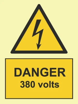 380 Volts warning sign – ISO 7010 pictogram, HS0065