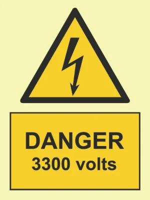 3300 Volts warning sign – ISO 7010 pictogram, HS0067