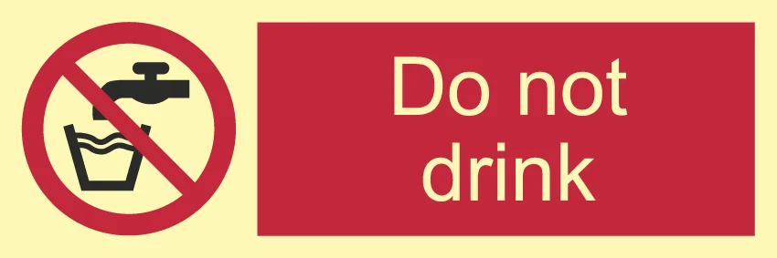 PS0032 Do Not Drink sign, ISO 7010 prohibition sign for non-potable water systems