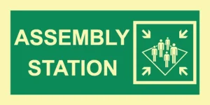 Assembly station sign ES0037 photoluminescent maritime safety sign