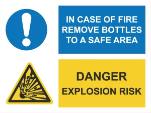 Danger: Explosion Risk Sign – Remove Bottles To Safe Area In Fire | IS0001 | IMPA 33.3100 | ISSA 47.531.00